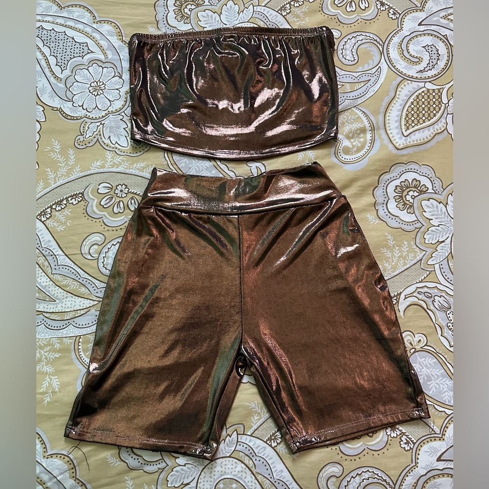 Metallic Brown Two-Piece Set